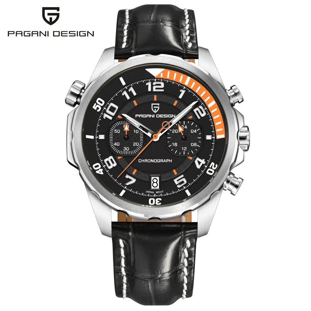Relógio Cronógrafo (preto) De 44 Mm, Quartzo À Prova D'água De Alta Qualidade.