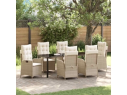 Vidaxl Conjunto De Jantar Para Jardim 7 Unid. Bege Vime Pe