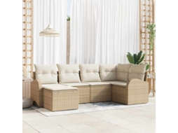Vidaxl Conjunto De Sofás 6 Unid. Bege E Branco Vime Pe