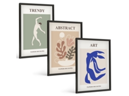 Pinturas Murais Modernas Figuras De Plantas Estilosas, Matisse Moldura Preta Fotos Para O Escritório Espelharte (3 Piezas De 40x60 Cm)