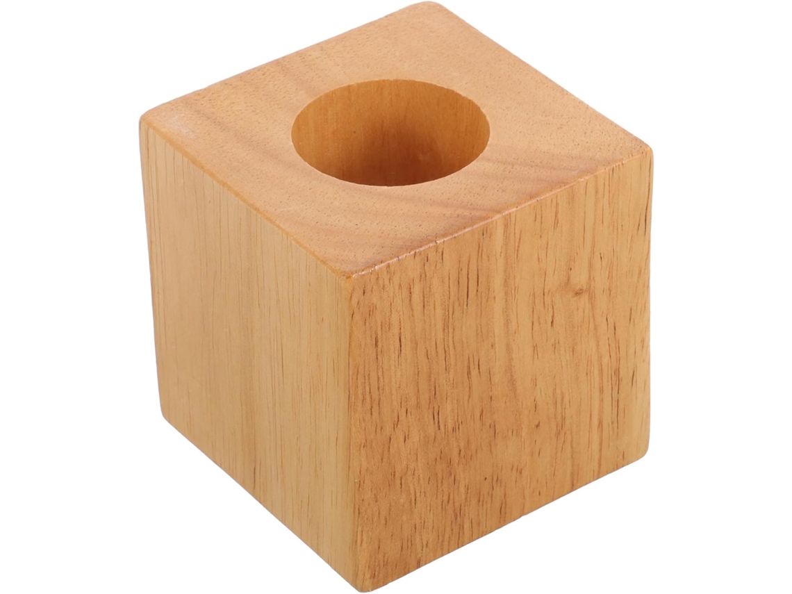 Base Abajur Minimalista Magiclulu Em Seringueira Madeira Com Veios Uniformes, Base Quadrada Pequena, Ideal Para