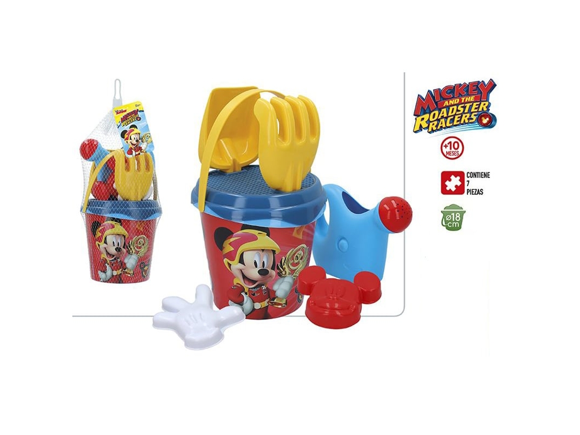 Conjunto De Balde De Praia Com Regador Mickey Roadster Racers Disney Bestway
