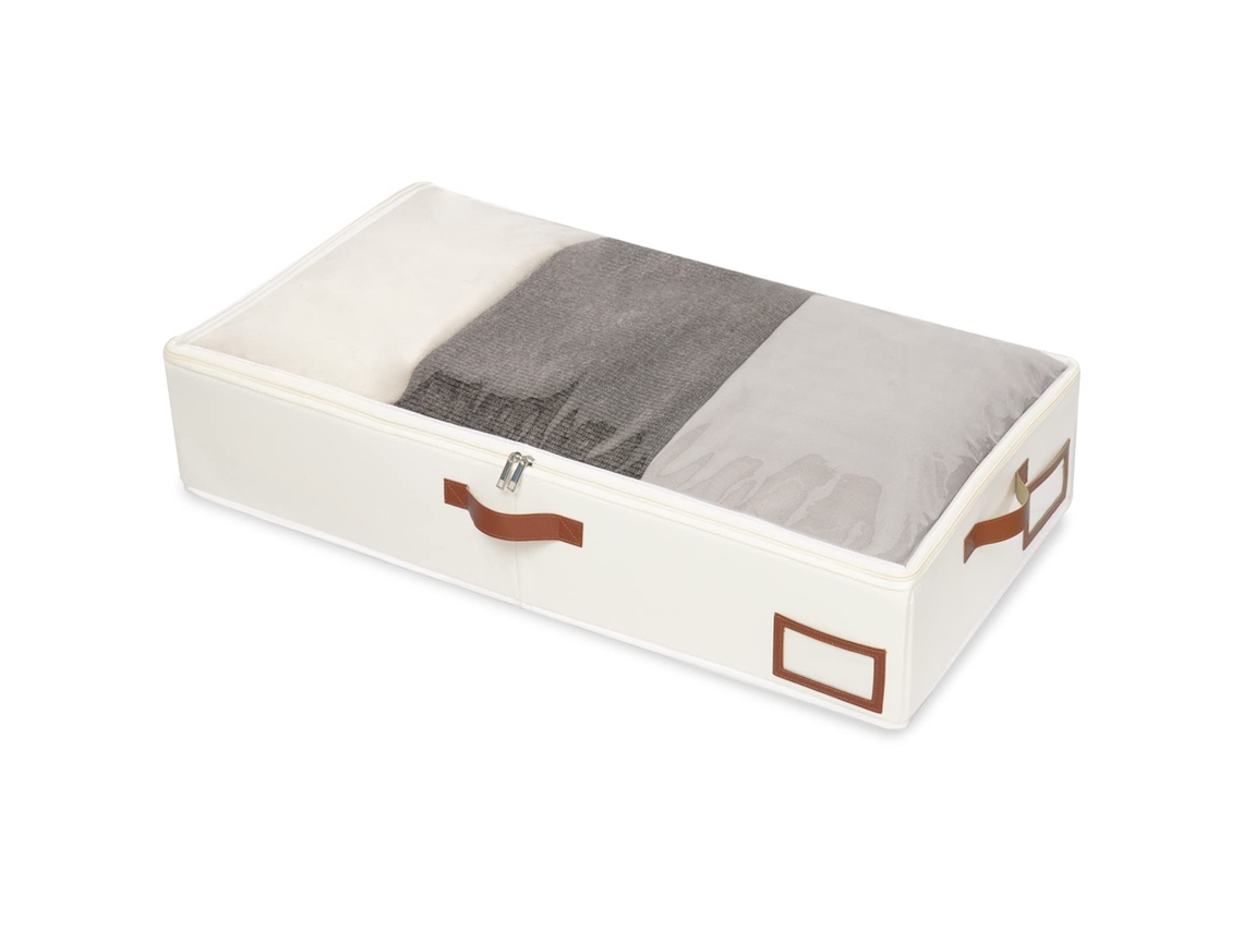 Pc Saco De Armazenamento Sob A Cama,organizador De Armário,transparente Com Zíper,para Roupas De Cama,80x40x15cm,bege Btforus