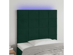Vidaxl Cabeceira De Cama C/ Led Veludo 100x5x118/128 Cm Verde-escuro