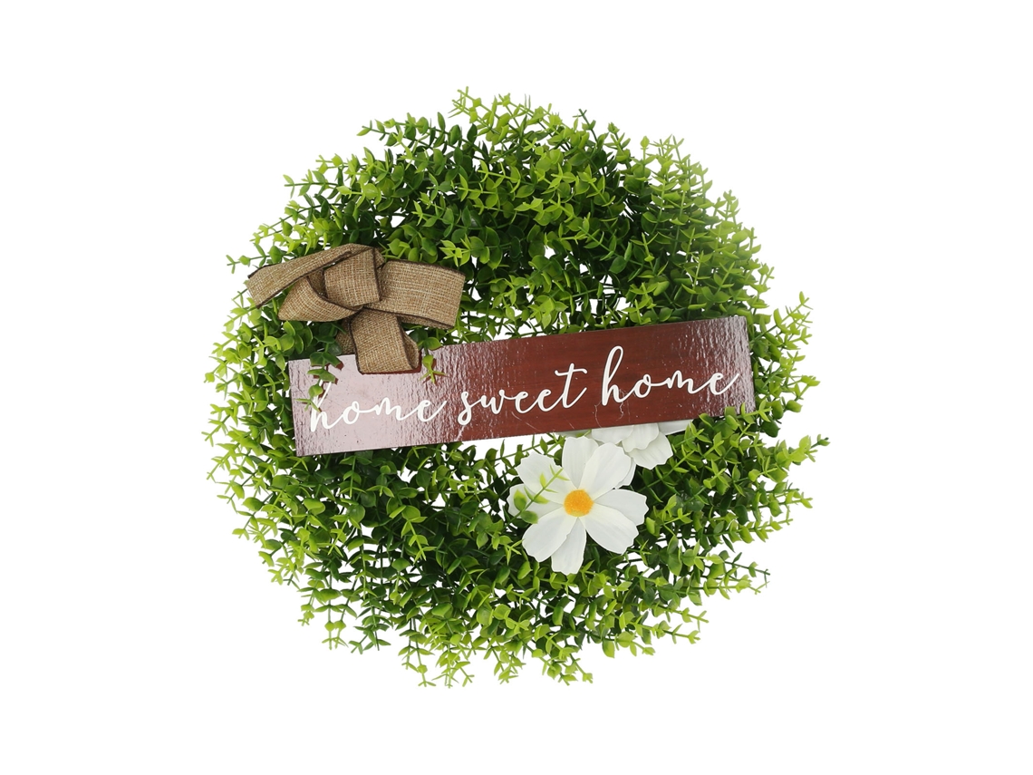Guirlanda Porta Principal Com Folhas E Flores Artificiais