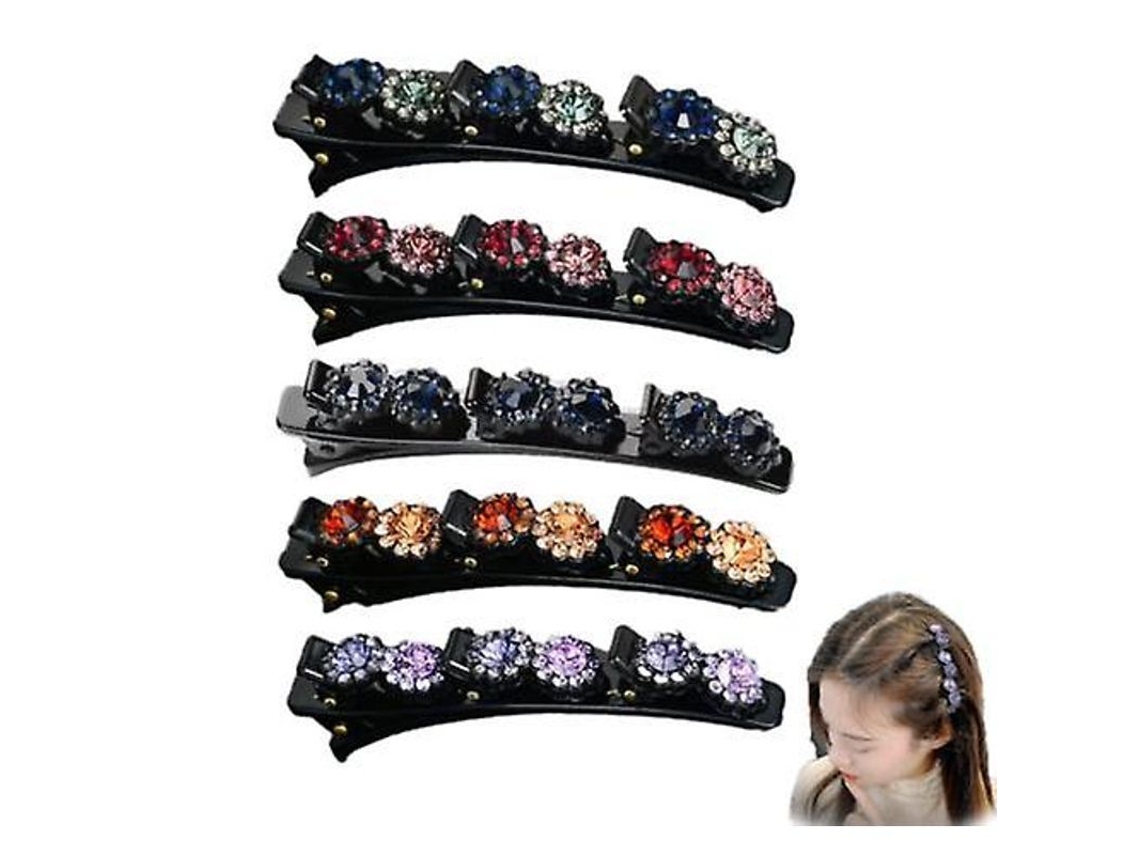 2026 pinza de Cabelo Trançado com Pérolas e Pedras Brilhantes para Franja Estilo Duplo Acessório de Cabelo para Mulher