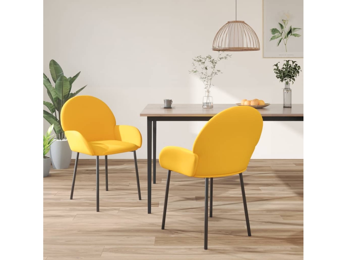 Dining Chair, Dining Chairs Vidaxl Amarelo Veludo (n/a)