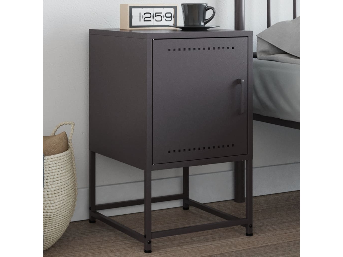 Vidaxl Mesa De Cabeceira 36x39x60,5 Cm Aço Preto