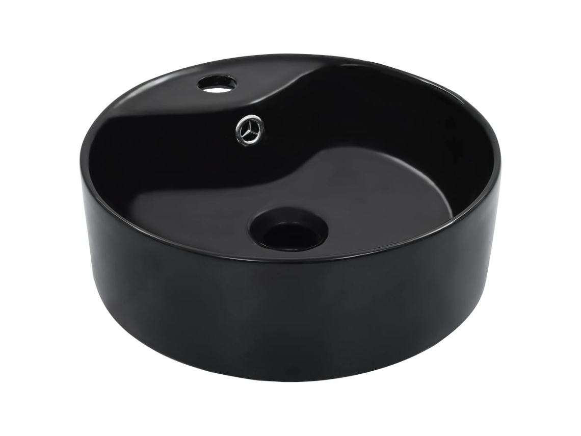 Lavatã³rio Com Extravasamento 36x13 Cm Cerã¢mica Preto DKD HOME DECOR