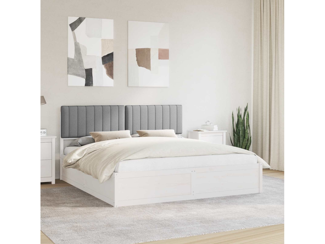 Vidaxl Estrutura De Cama Com Cabeceira Estofada Cinzento-claro