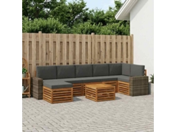 Vidaxl Conjunto De Sofás Para Exterior 8 Unid. Natural E Antracite
