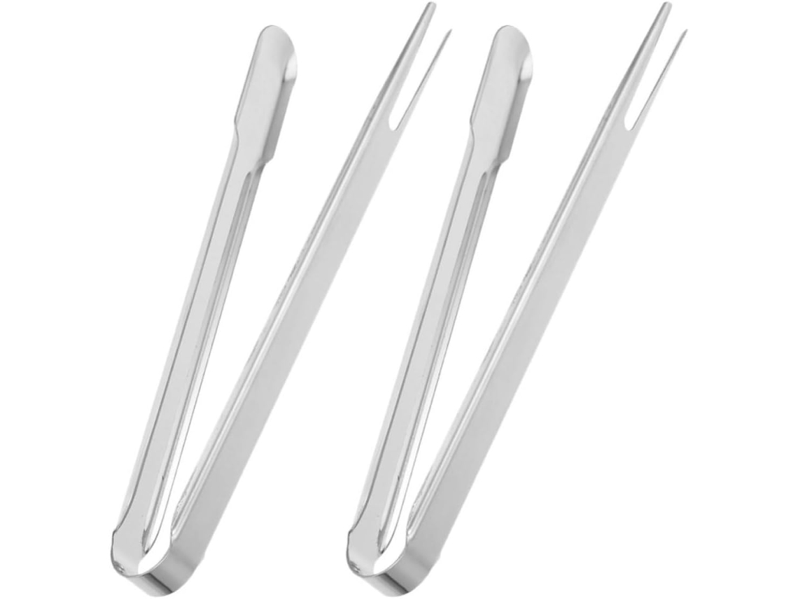 Pinça Para Grelhar Em Aço Inoxidável De 2 Peças, Design Versátil Com Duas Pontas, Utensílio De Cozinha Para Buffets E