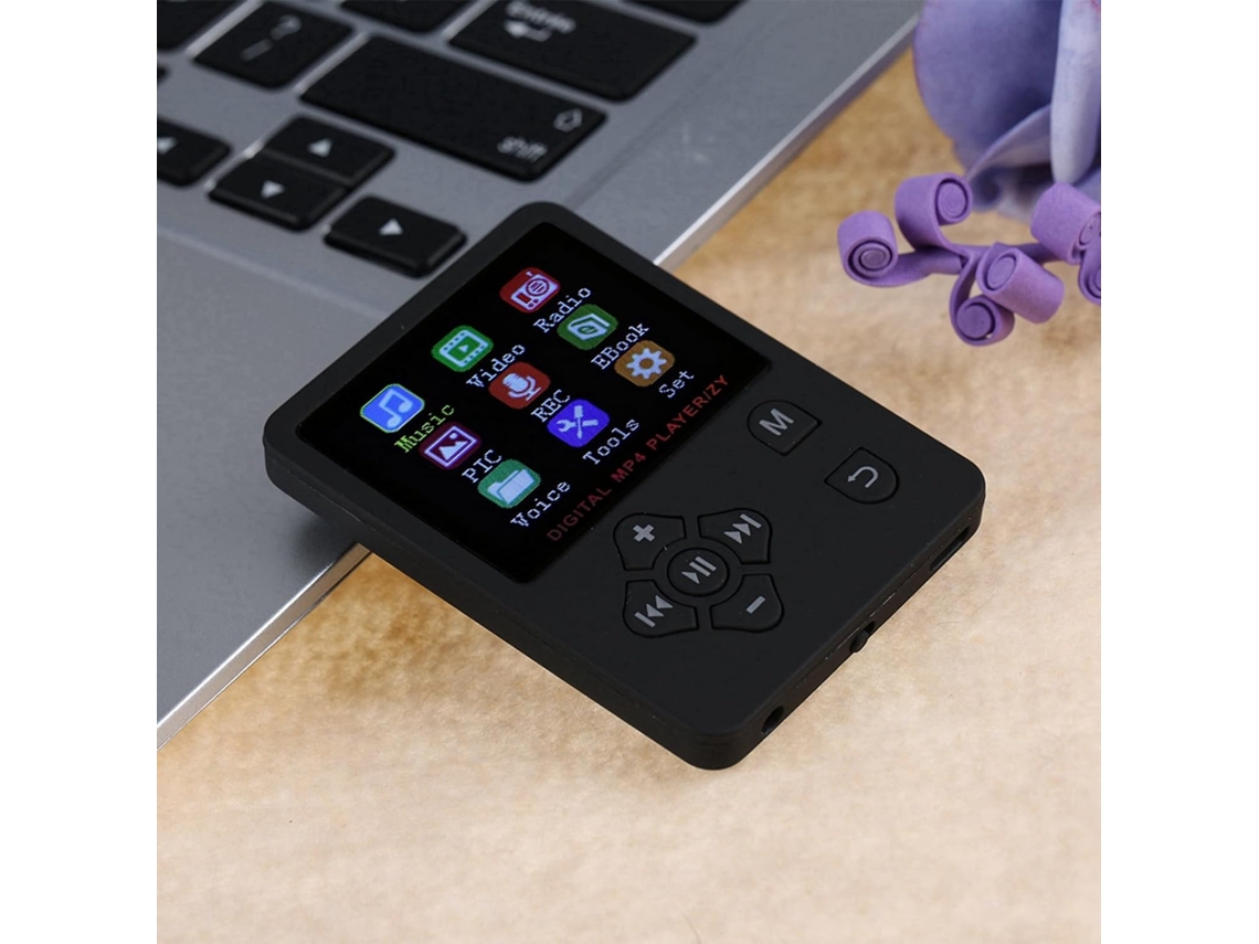 Reprodutor portátil de MP3/MP4 com tela de 1,8 polegadas, rádio FM, rádio a cores, livros digitais e vídeos.