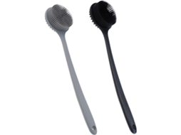 Conjunto De 2 Escovas Silicone Para Banho Com Cabo Longo, Escova Esfoliante Corporal E Acessório Prático Para O Banheiro