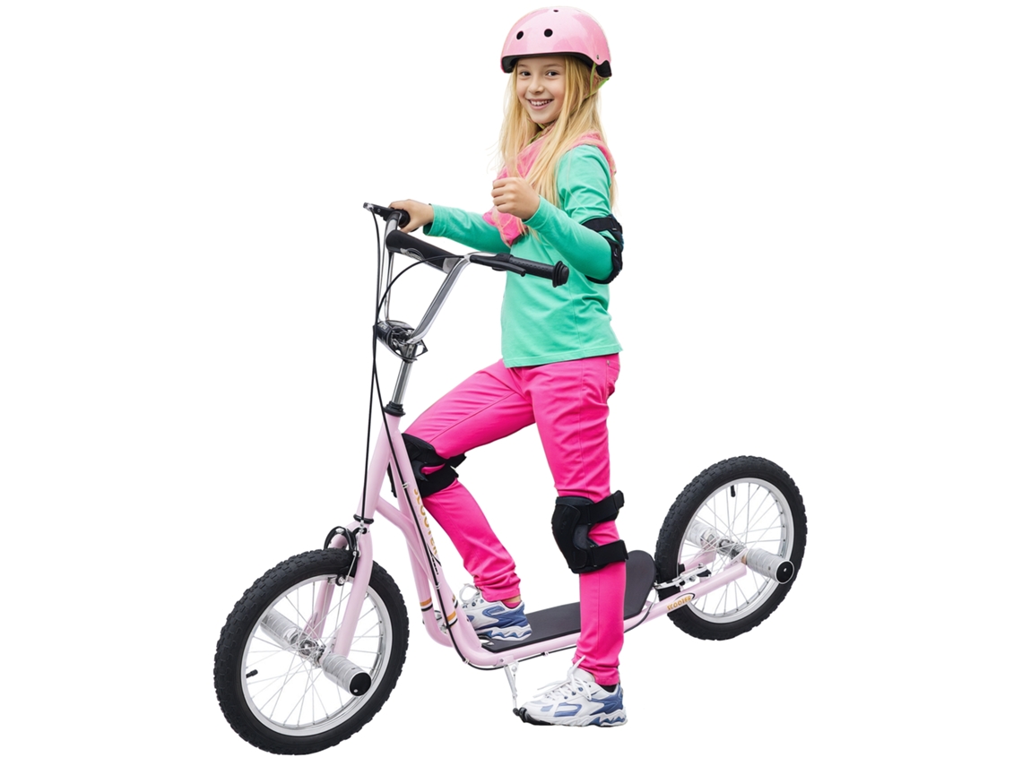 Scooter Rodas Scooter Pneumáticas Grandes Ø 41 Cm com Cravos Rosa
