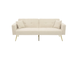 Código Antigo Wf200993995b, Sofá Cama Com Ângulo Ajustável, Pés Dourados, Com Almofadas E Bolsos Laterais Para Arrumação. BAGOLY