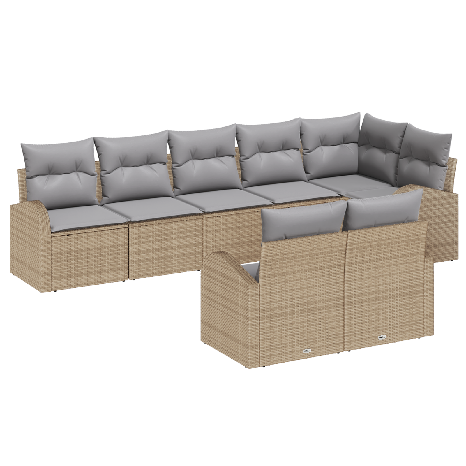 Conjunto 8 Móveis De Jardim Vidaxl Bege Vime Pe (234 X 124 X 85 Cm)