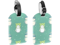 Conjunto De 2 Etiquetas Bagagem Em Couro Pu Com Estampa Pinguim