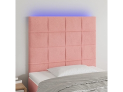 Vidaxl Cabeceira De Cama C/ Luzes Led Veludo 90x5x118/128 Cm Rosa
