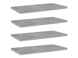 Conjunto 4 Prateleira VIDAXL Cinzeto Chipboard (40x20x1.5 cm)