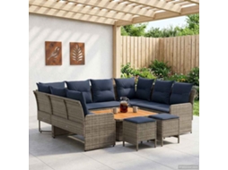 Vidaxl Conjuntos De Móveis 8 Unid. Cinza E Azul Marinho Rattan De Pe