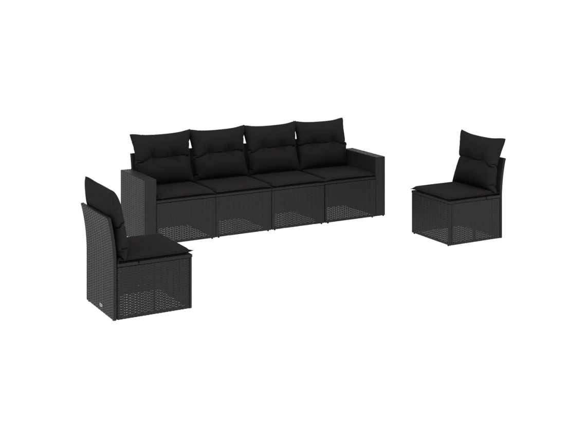 Maison Exclusive - 6 Pcs Conjunto Sofás De Jardim C/ Almofadões Vime Pe Preto