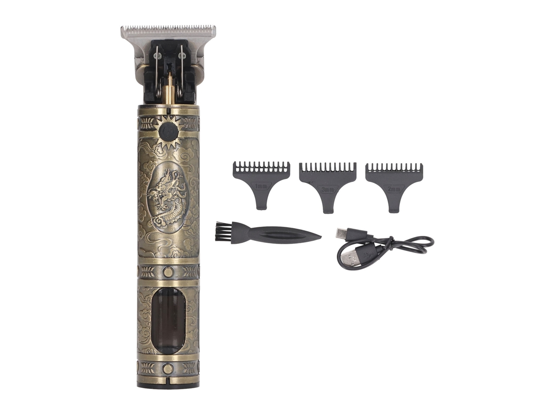 Mali cortador de Cabelo Profissional Portátil Recarregável com Display Lcd e 3 Pentes Dourado