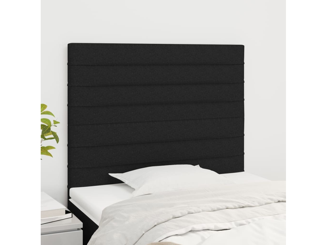 Vidaxl Cabeceira Preta 90x5x118/128 Cm Tecido