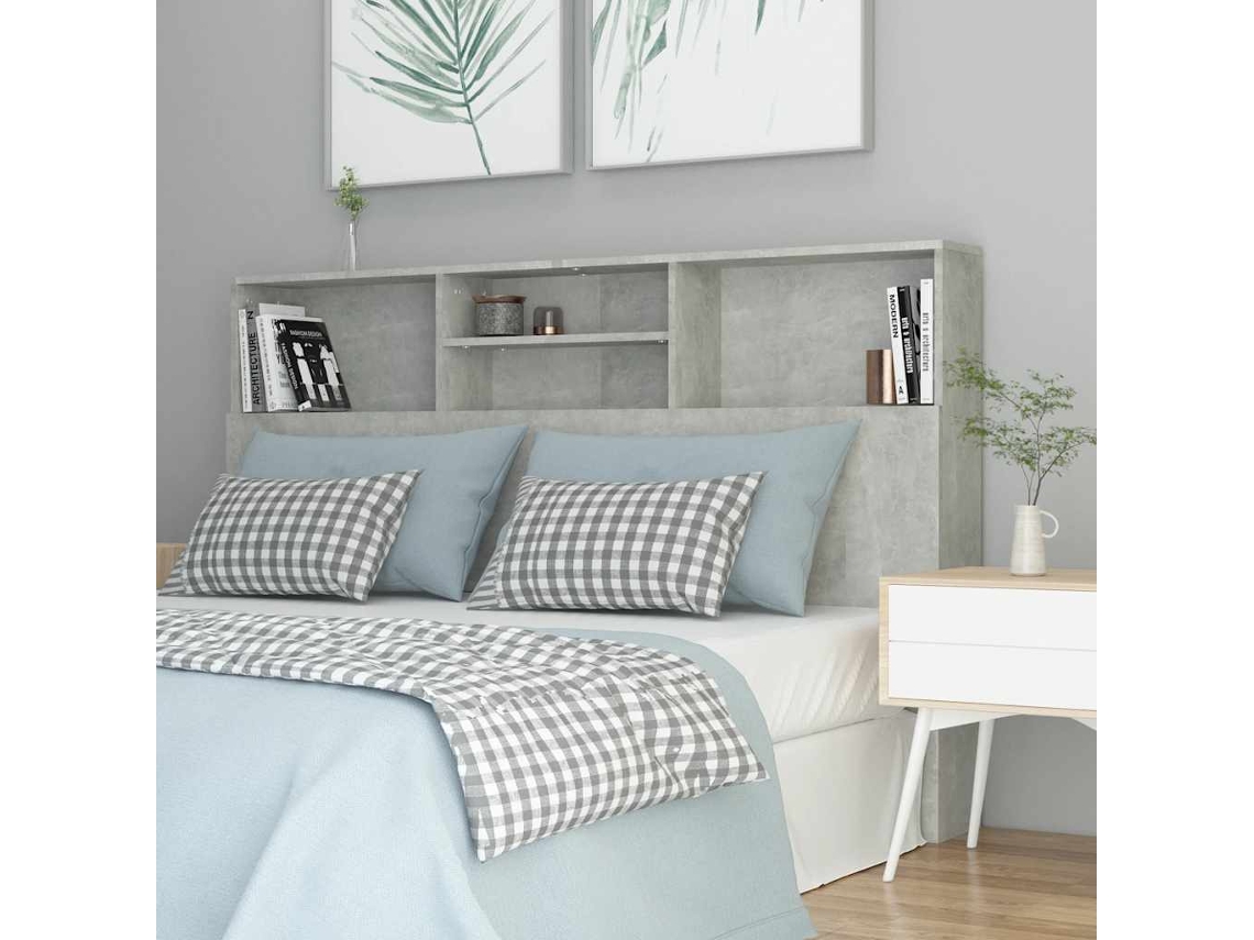 Vidaxl Armário de Cabeceira 160x19x103,5 Cm Cinzento Cimento