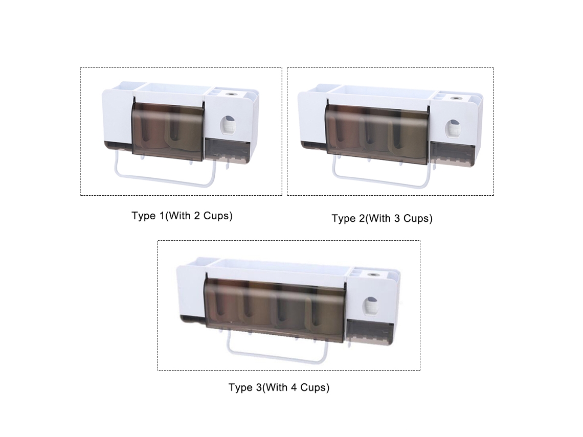 Suporte de escova de dentes parede com dispenser automático de creme dental e copos multifuncional banheiro S/MARCA