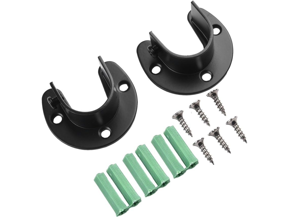 Conjunto De 2 Suportes Aço Inoxidável Para Varão Armário, Para Tubos De 26mm Ou 33mm, Pretos 26mm