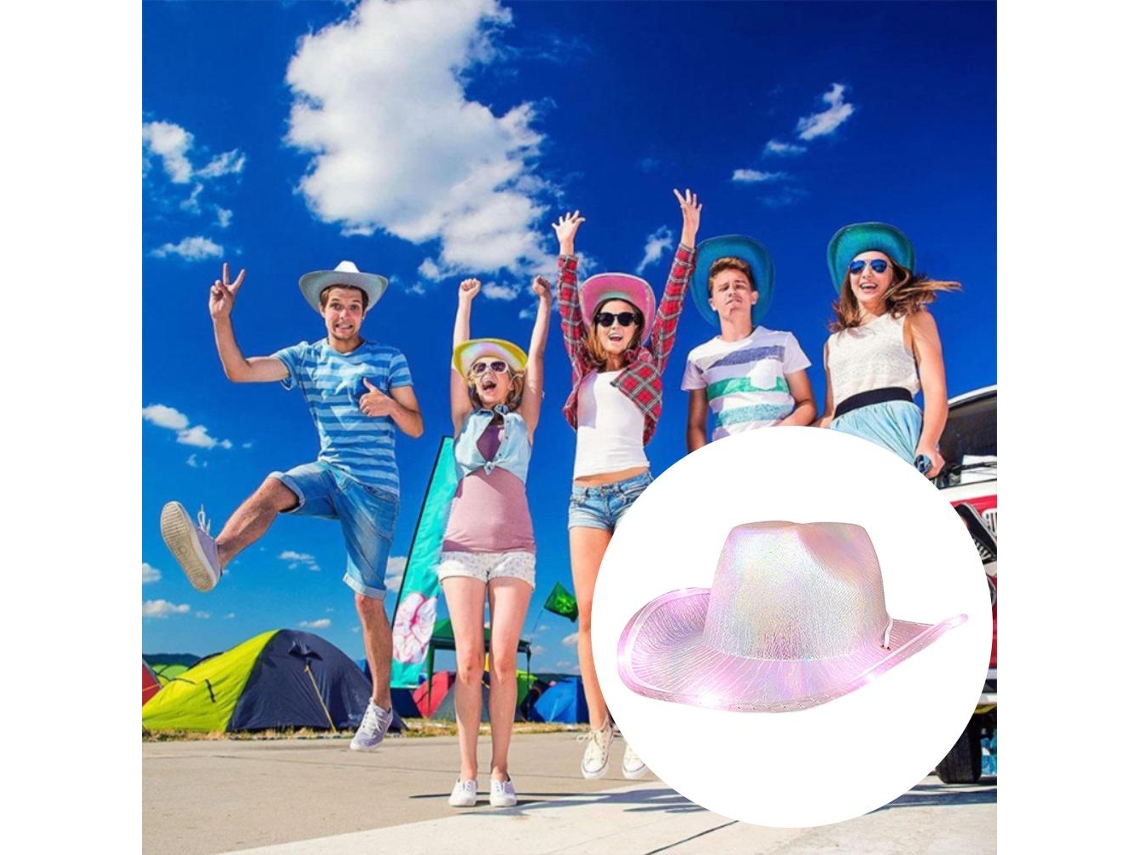 Primerox chapéu Cowgirl Iluminado El com Luzes Piscantes para Halloween Natal Festas Acessório de Fantasia