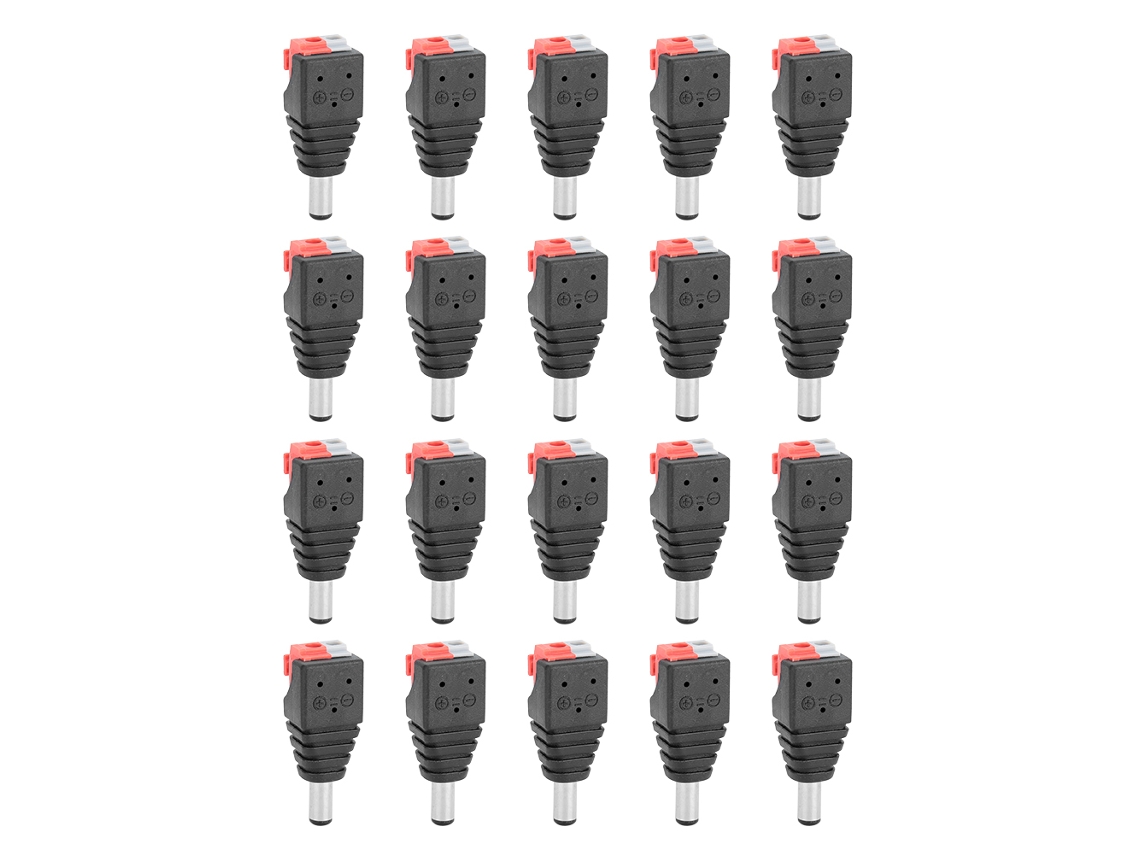 20 Peças Conector De Alimentação Dc Fêmea 5.5x2.1mm Adaptador De Plug Macho Com Pressão