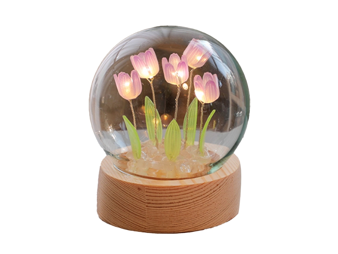 Luz Noturna Tulipa Roxa Decoração Caseira Quarto Escritório