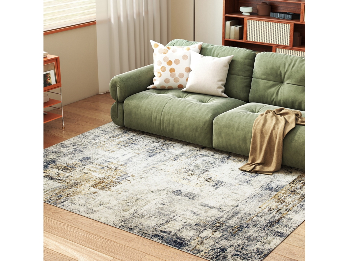 Polyester Modern Artistic Pattern Washable Gray Living Room Rug