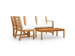Maison Exclusive - 4 Pcs Conj. Lounge Jardim C/ Almofadões Cor Creme Acácia Maciça