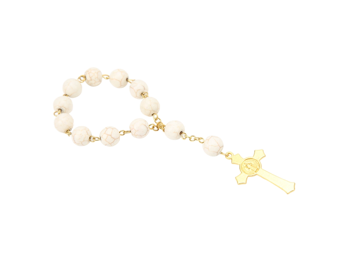 Rosário de Carro Portátil com Cruz Branco Decorativo