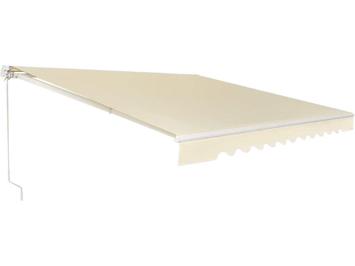 Toldo Con Brazo Plegable Toldo Manual Con Protección Solar Toldo Retráctil para Balcón Terraza Puerta Exterior Beige 300X250Cm COSTWAY