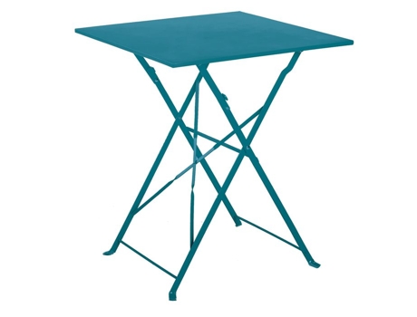 Mesa De Jardim Dobrável Quadrada Em Aço Azul Pato 60x60 Cm Imagin