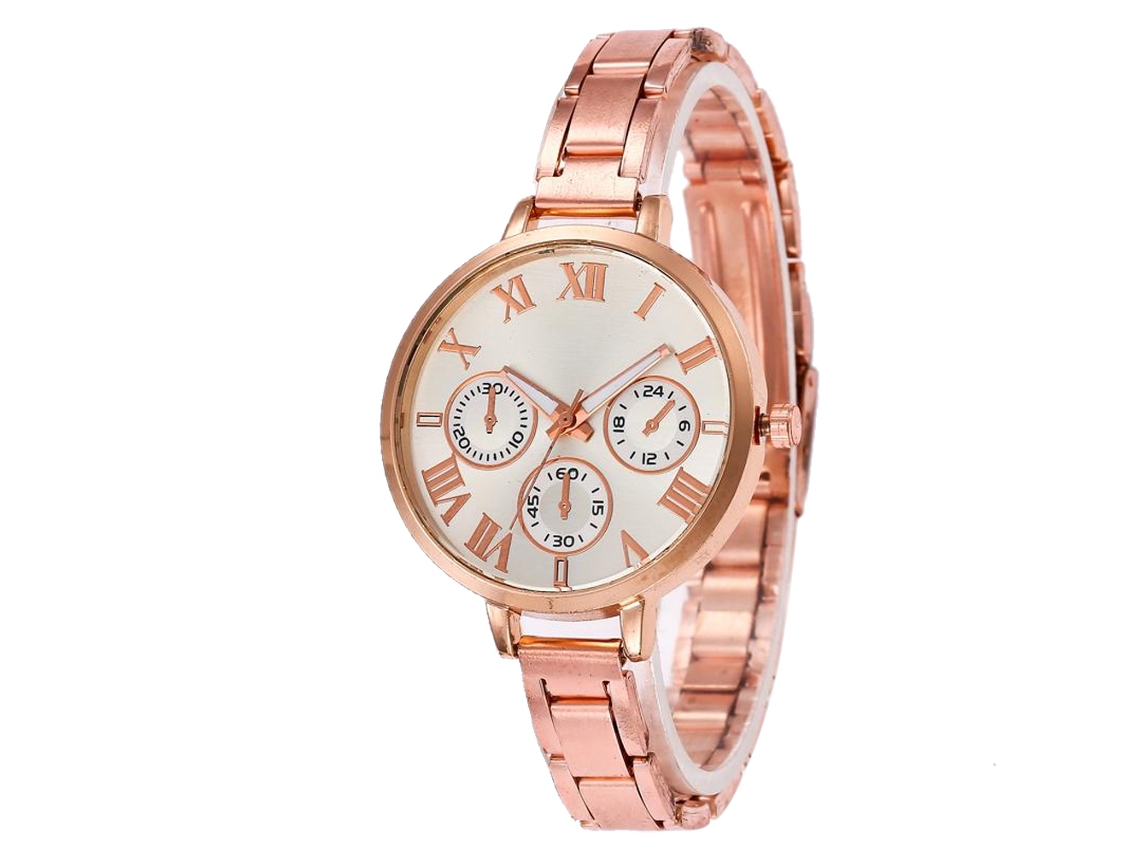 Reloj De Cuarzo Elegante Y Casual Unisex Con Correa De Acero, Regalo (oro Rosa)