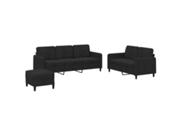 3 Pcs Conjunto de Sofás Veludo Preto MAISON EXCLUSIVE