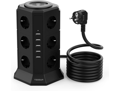 Adaptador TESSAN TS-5U12E-BK (Plástico - Preto)