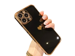 2026 capa para Iphone 13 Pro Max 6.7 Polegadas, Capa de Luxo com Coração de Platina para Mulheres, Anti queda