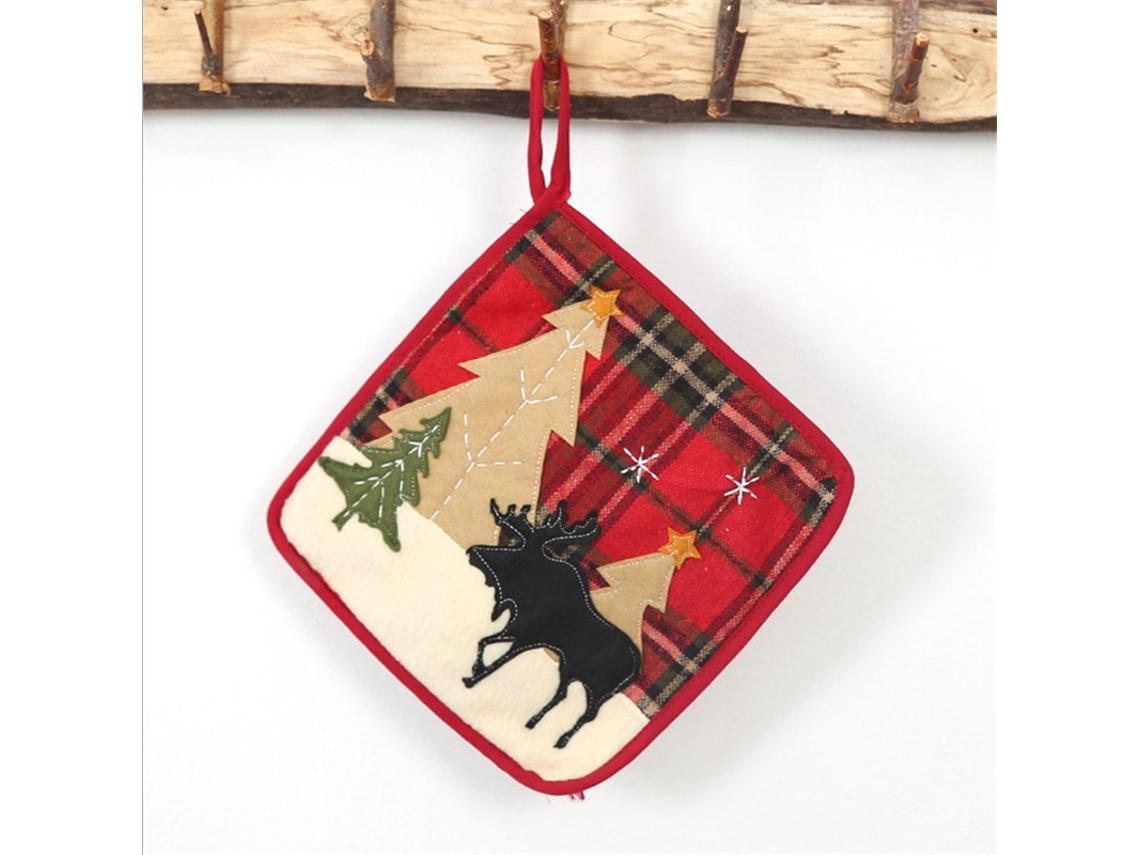 Seis Decorações De Natal Em Tecido Quadriculado Aquaforge