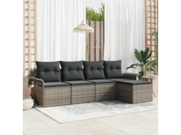 Vidaxl Conjunto De Sofá De Jardim 5 Unid. Cinzeto Vime Pe