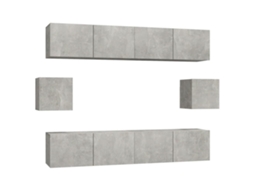 Conjunto de 6 Tv Madeira Moveis Processados Cinzento Cimento MAISON EXCLUSIVE