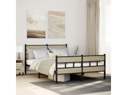 Estrutura De Cama Sem Colchão 160x200cm Metal Carvalho Sonoma