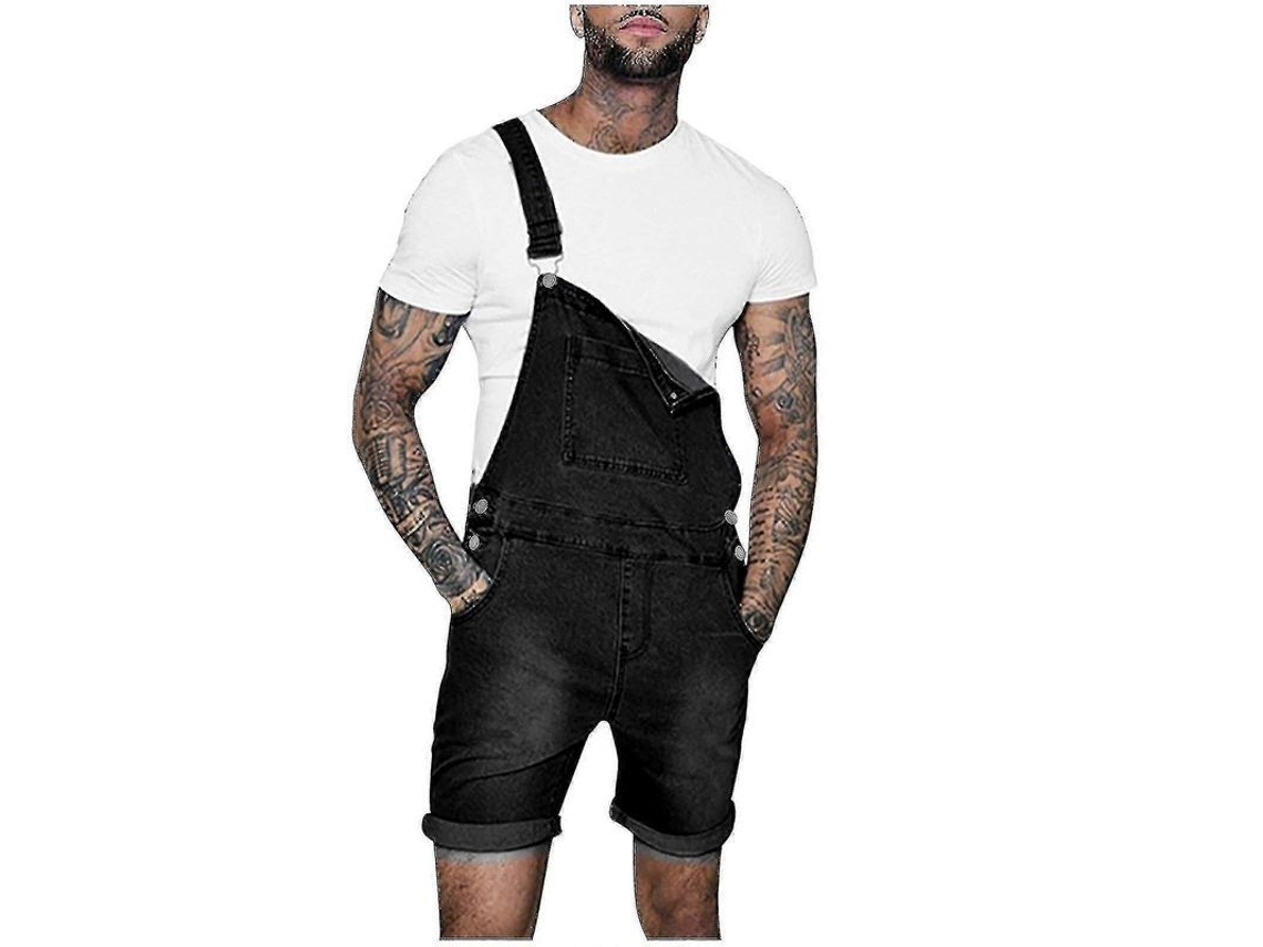 _calcinha Jeans Masculina Casual de Bolso Peito Tipo Reto com Cinto de Trava B