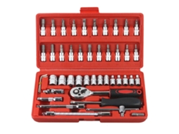 Conjunto De Ferramentas De Reparação De 46 Peças Chave De Porcas Rotatória 1/4 Cr V Para Automóvel E Lar