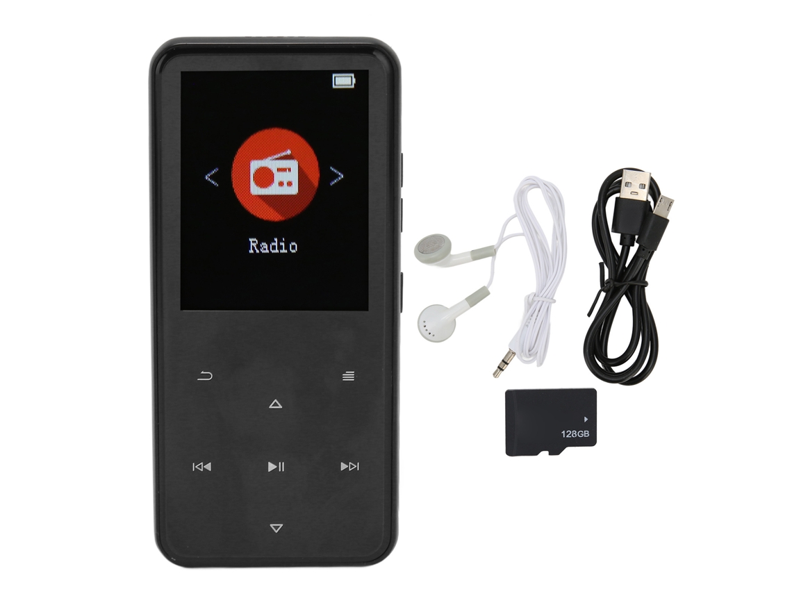 Leitor de MP3 de 2,4 polegadas com Bluetooth 5.0, tela sensível ao toque HD, rádio FM, 16 GB de memória interna e suporte para cartões de até 128 GB. Slowmoose.